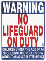 45-015 - No Lifeguard on Duty Sign