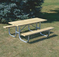 76-005 - Wood picnic table, 8' galvanized